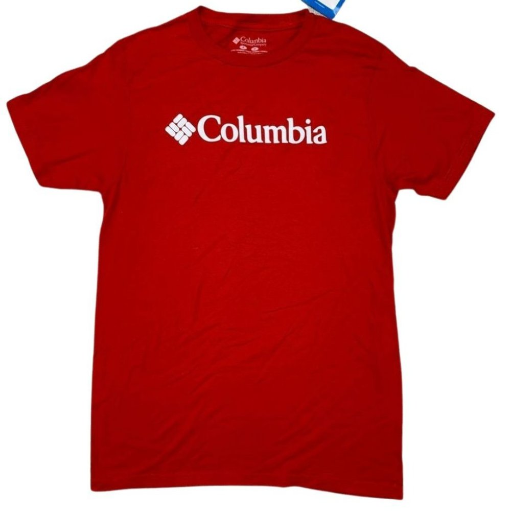 Columbia Men's T-shirt Red w/White Logo Size Small